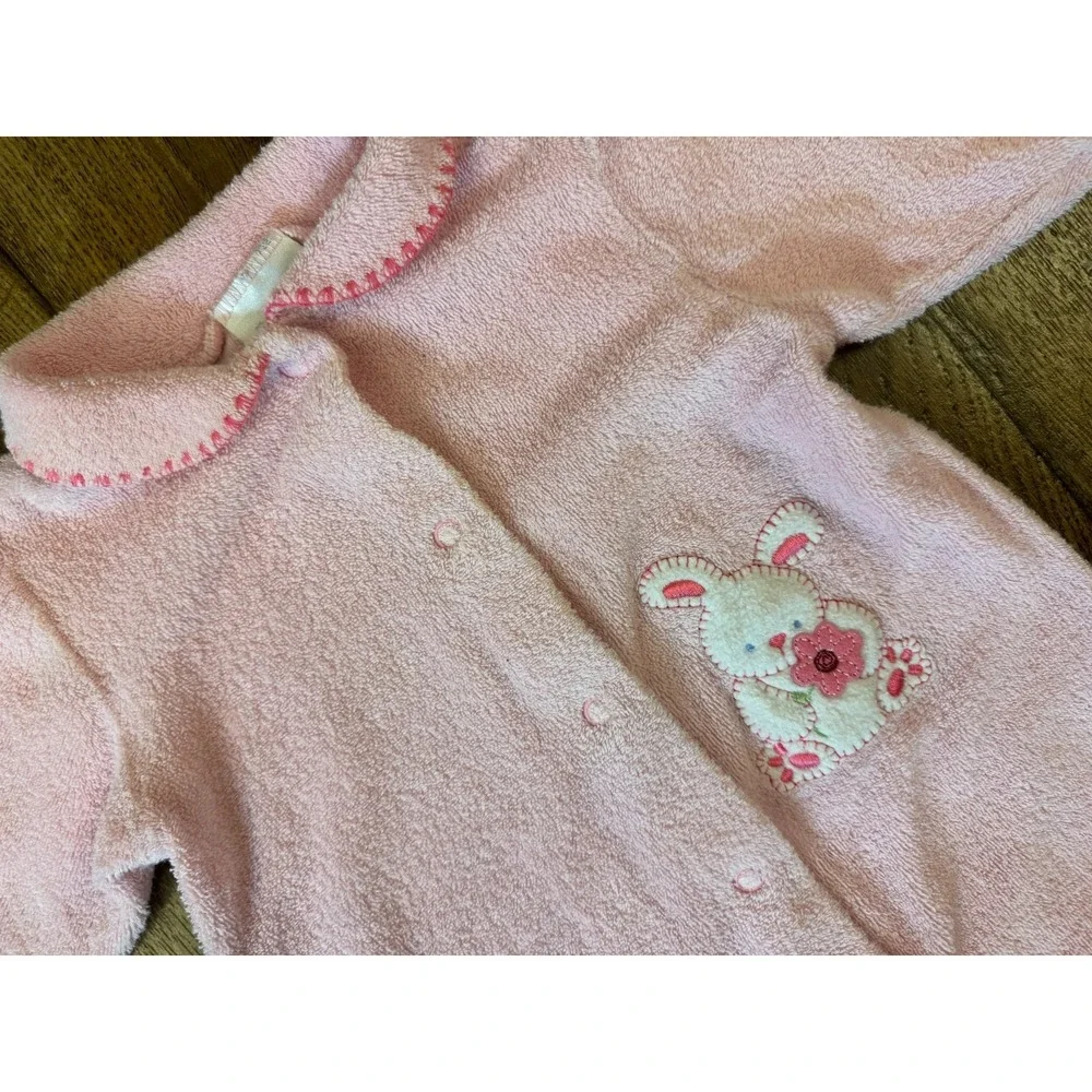 Vintage 90s Carters Sleeper 3/6 Months Girl 12-18 Pounds Pink Terry Cloth Bunny